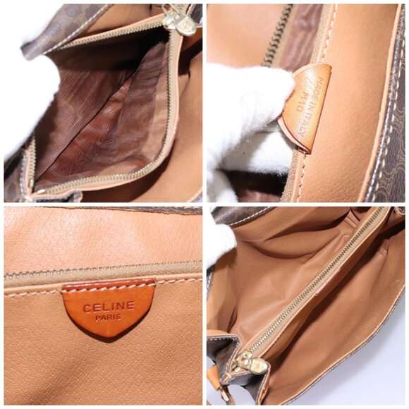 CELINE Macadam Canvas Shoulder Bag PVC Leather Brown Gold Auth - Picture 15 of 16